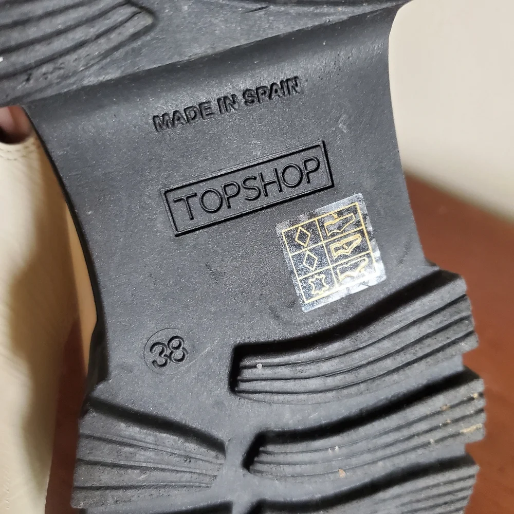 Topshop Size‎ 5 (38) Women's Leather Gladiator Block Buckle Sandals Cream - Picture 14 of 15